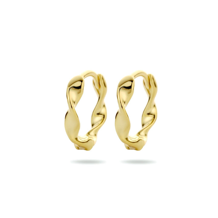 Vergulde zilveren klapoorringen dames – geelgoud op 925 zilver, gedraaid design 13,5 mm