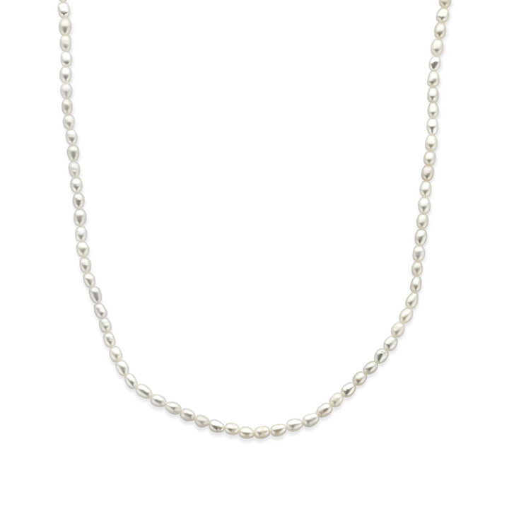Gerhodineerd zilveren parel ketting met verstelbare lengte