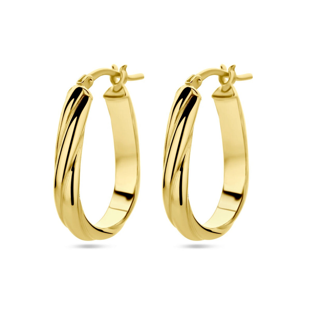 Vergulde zilveren oorringen dames – geelgoud op 925 zilver, gedraaid design 24 mm