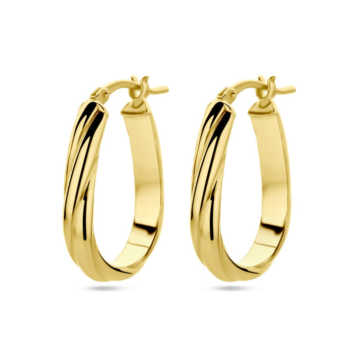 Vergulde zilveren oorringen dames – geelgoud op 925 zilver, gedraaid design 24 mm