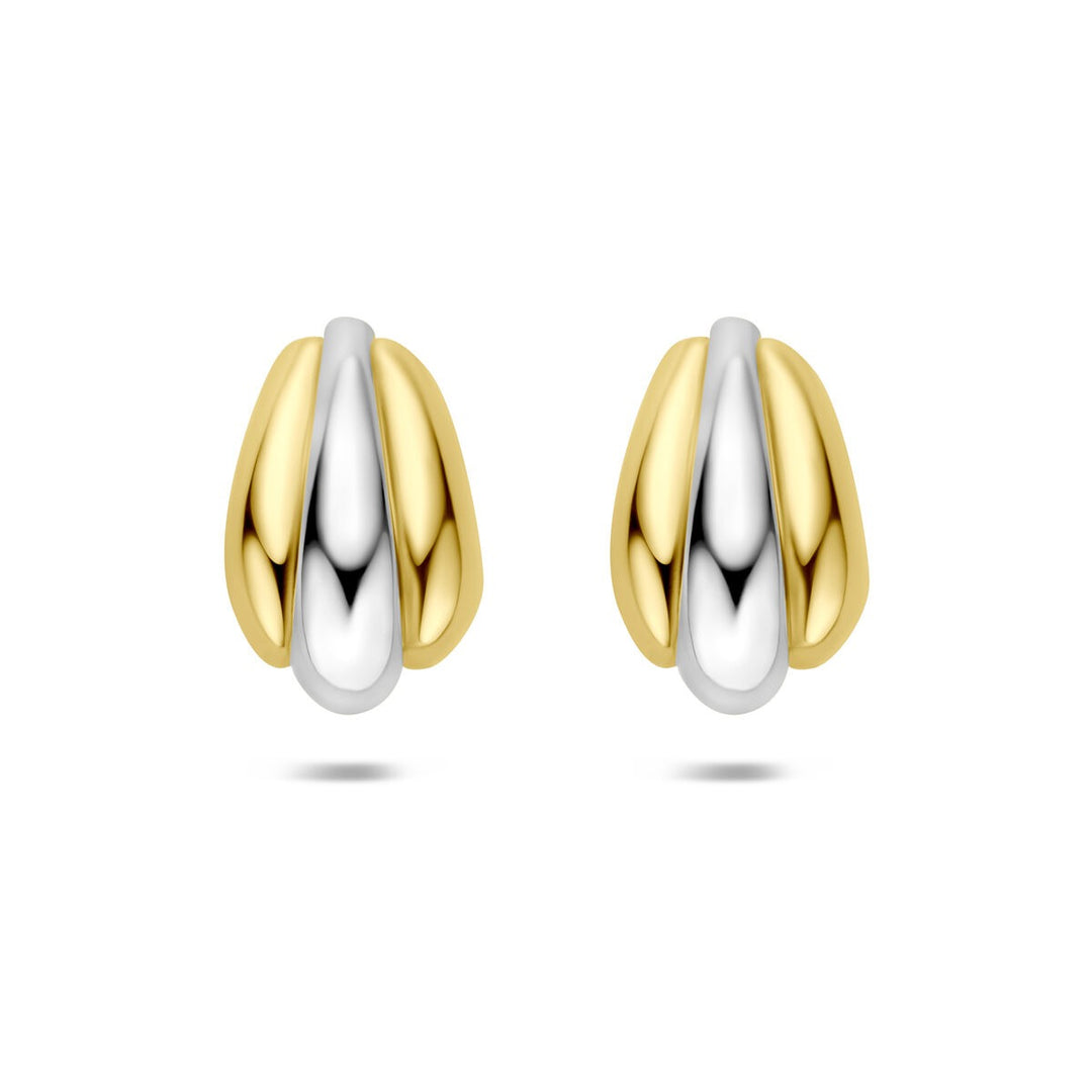 Verguld en Gerhodineerd 925 Zilveren Stekeroorbellen 16,5 x 10 mm