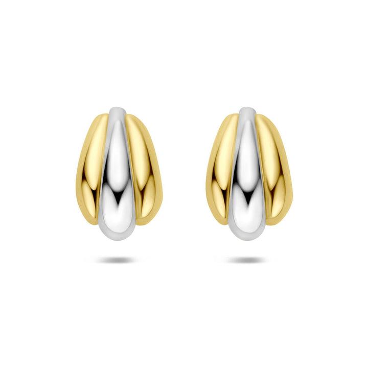Verguld en Gerhodineerd 925 Zilveren Stekeroorbellen 16,5 x 10 mm