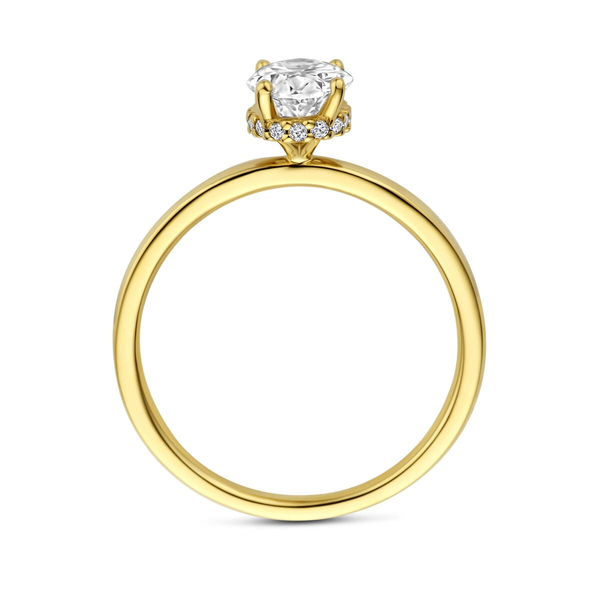 14k Geelgouden ring met lab grown diamant ovaal