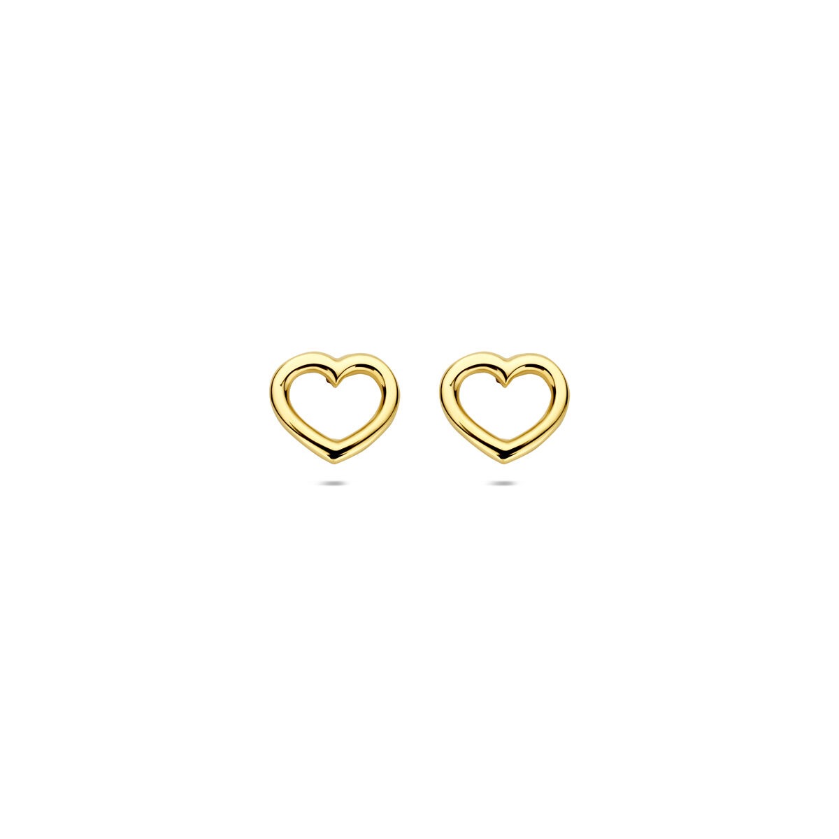 Gouden oorknoppen met open hart – 14k