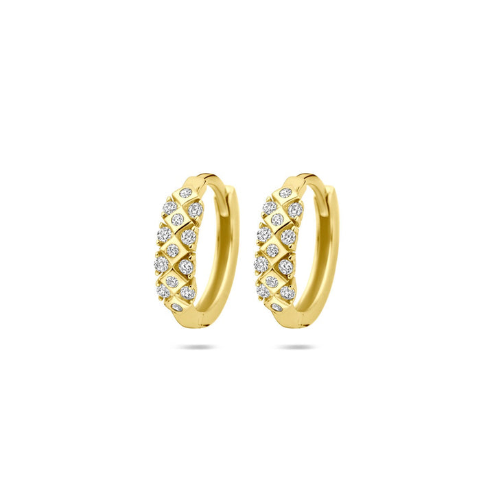 14k Geelgouden klapoorringen met zirkonia – 14 x 3.5 mm