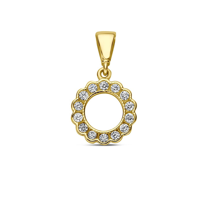 9k Geelgouden Ketting met Hanger Zirkonia Rond