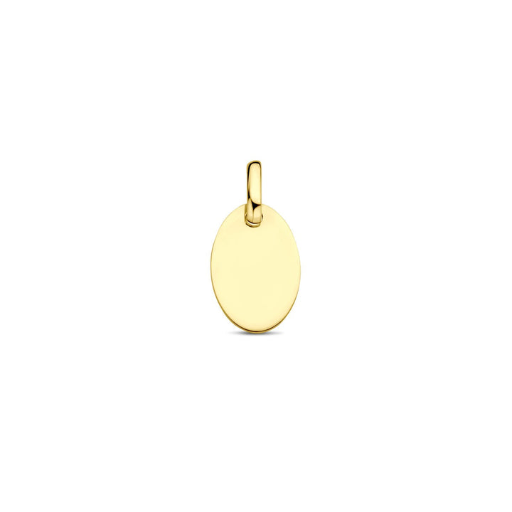 Gouden graveerhanger dames – 9k geelgoud, ovaal 15 mm