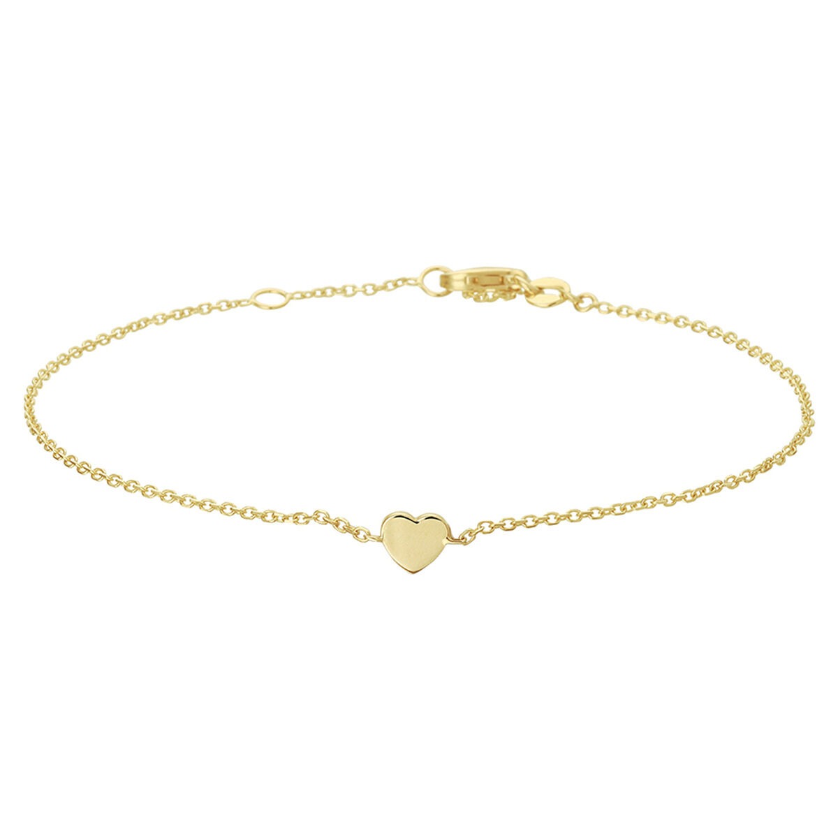 Geelgouden armband met een klein hartje in het midden en een fijne schakelketting.