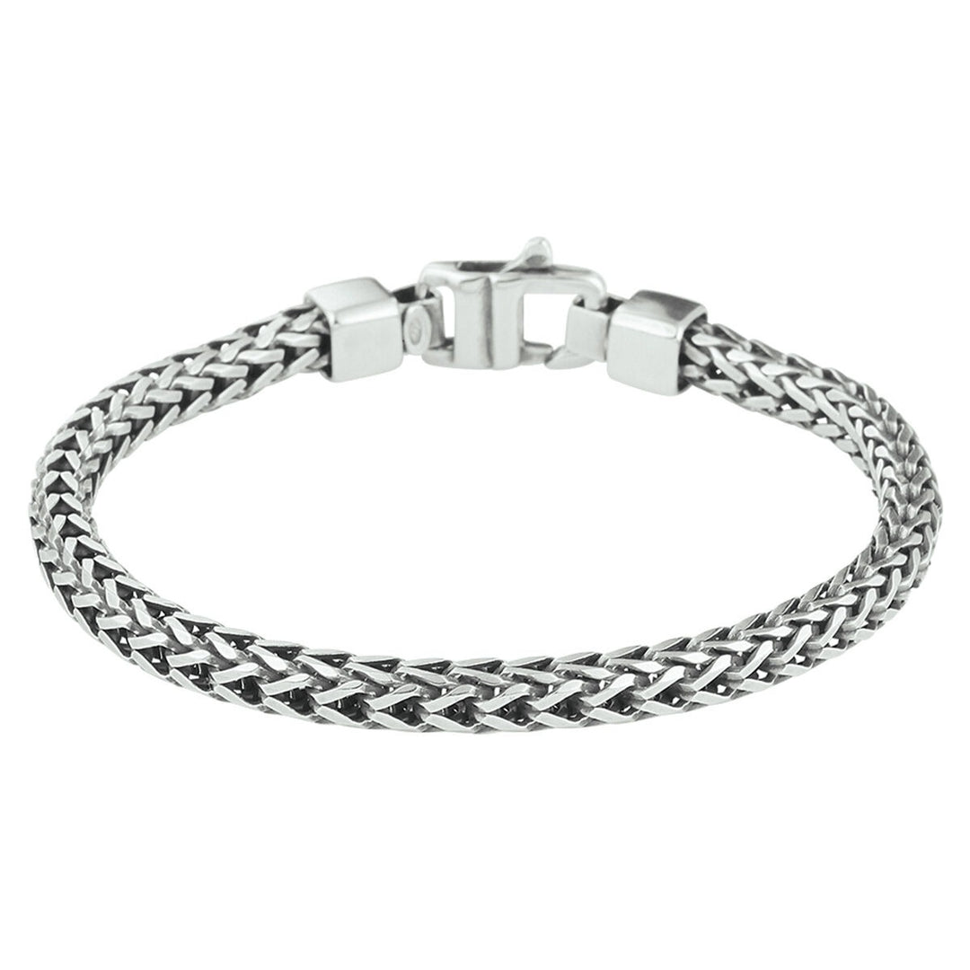 Geoxideerd 925 zilveren heren armband met vossestaartschakel