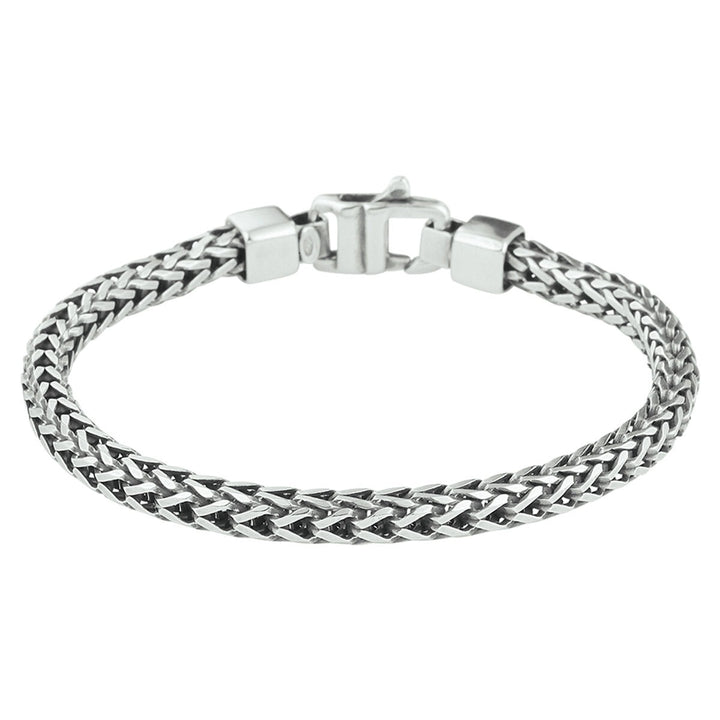 Geoxideerd 925 zilveren heren armband met vossestaartschakel