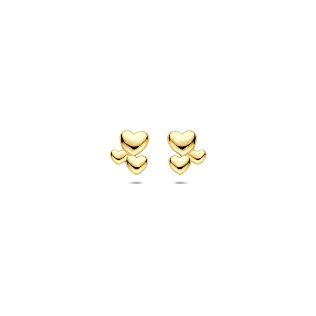 9k Geelgouden oorknoppen met hartjes