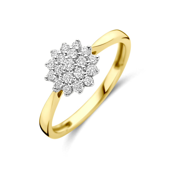 14k Bicolor geel- en witgouden ring met 0.33ct lab grown diamant