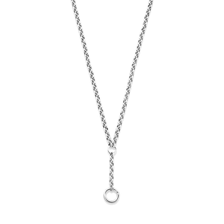 Gerhodineerd 925 zilveren Y-collier met connector 46 cm