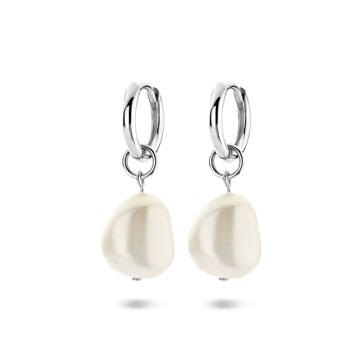 Gerhodineerd zilveren klapoorringen met parel – verfijnde elegantie