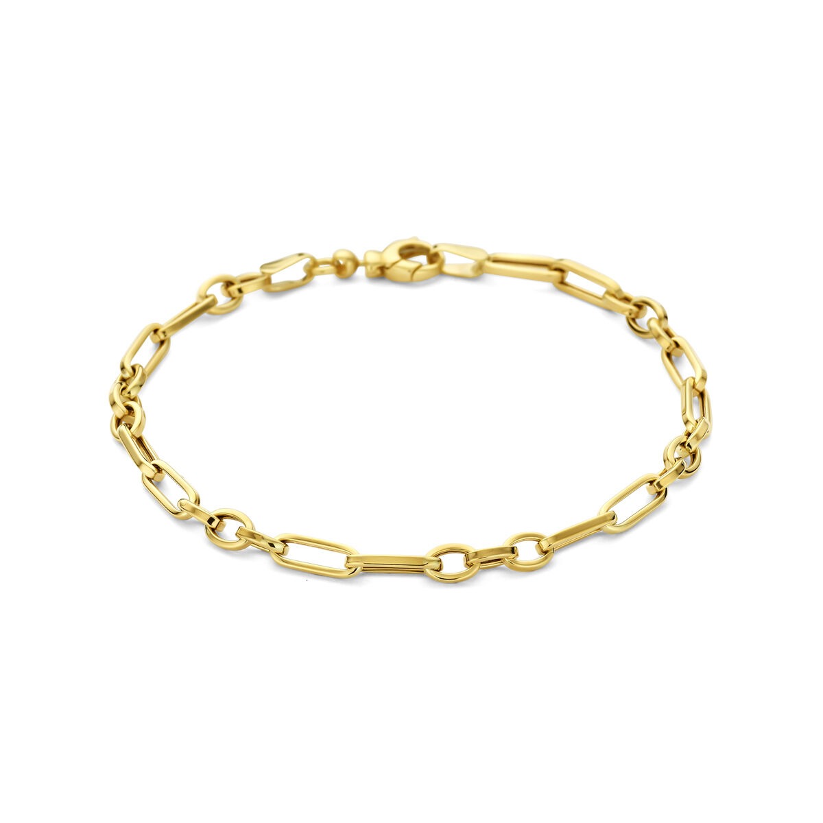 Geelgouden anker armband van 9k met schakels van 4 mm breed.