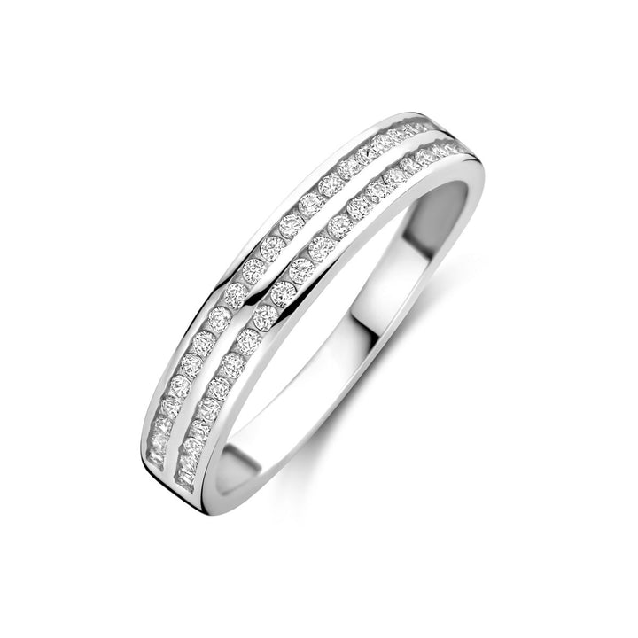 Zilveren Ring met Zirkonia – Gerhodineerd 925 Zilver, 3,5 mm breed