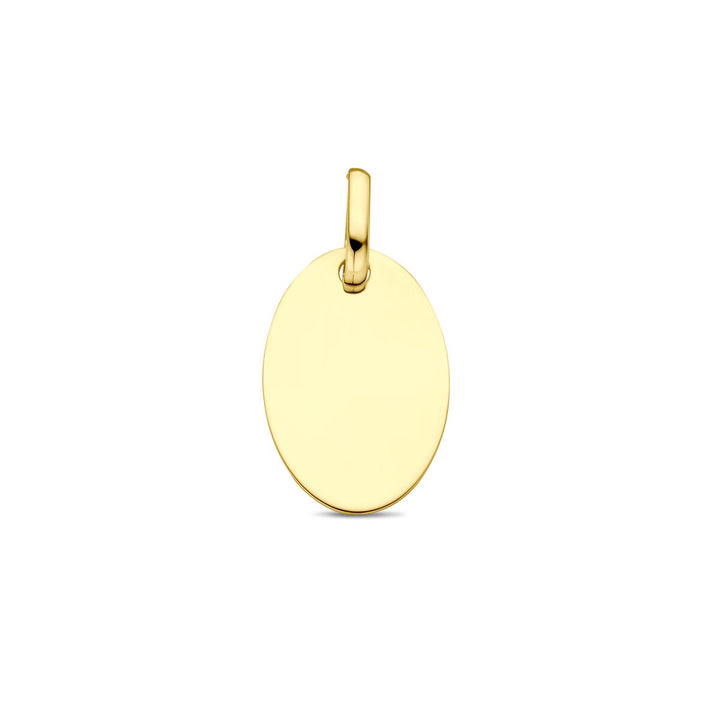 Gouden graveerhanger dames – 9k geelgoud, ovaal 20 mm
