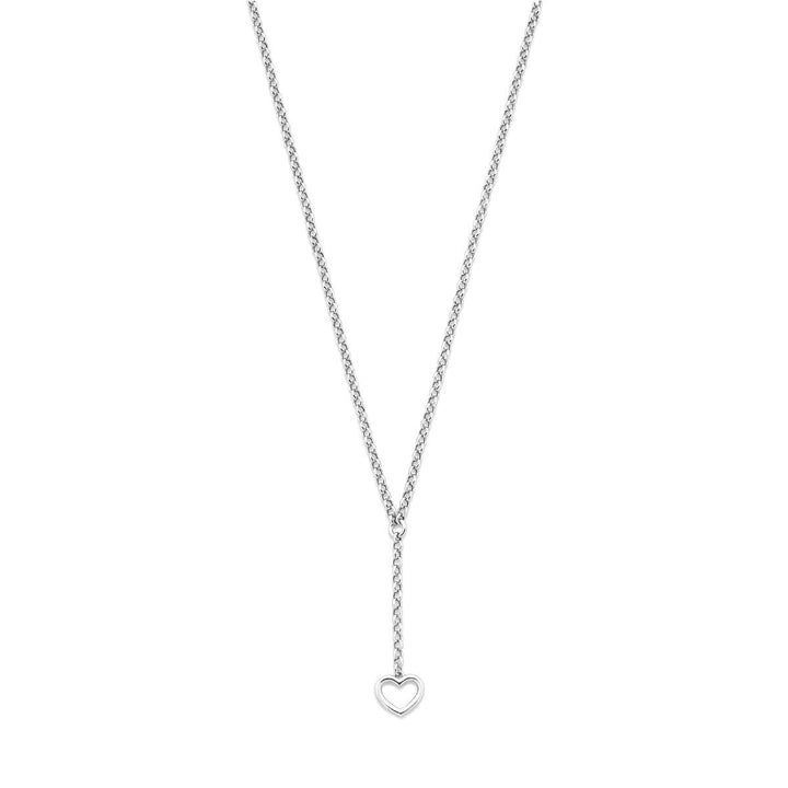 Gerhodineerd 925 zilveren Y-collier met hartje