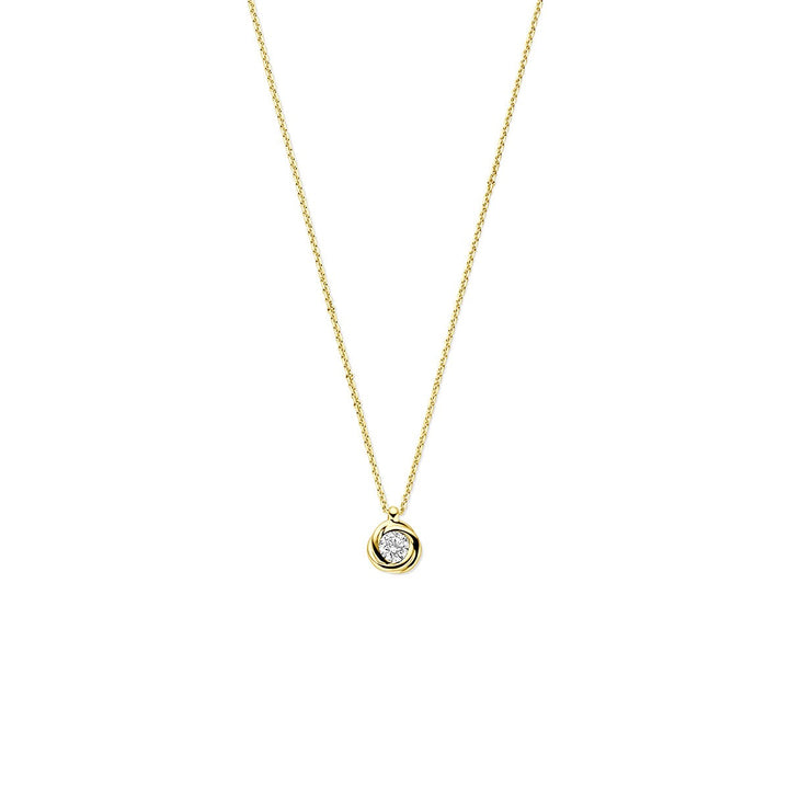 Gouden Collier 14k met Zirkonia – Jasseron Schakel