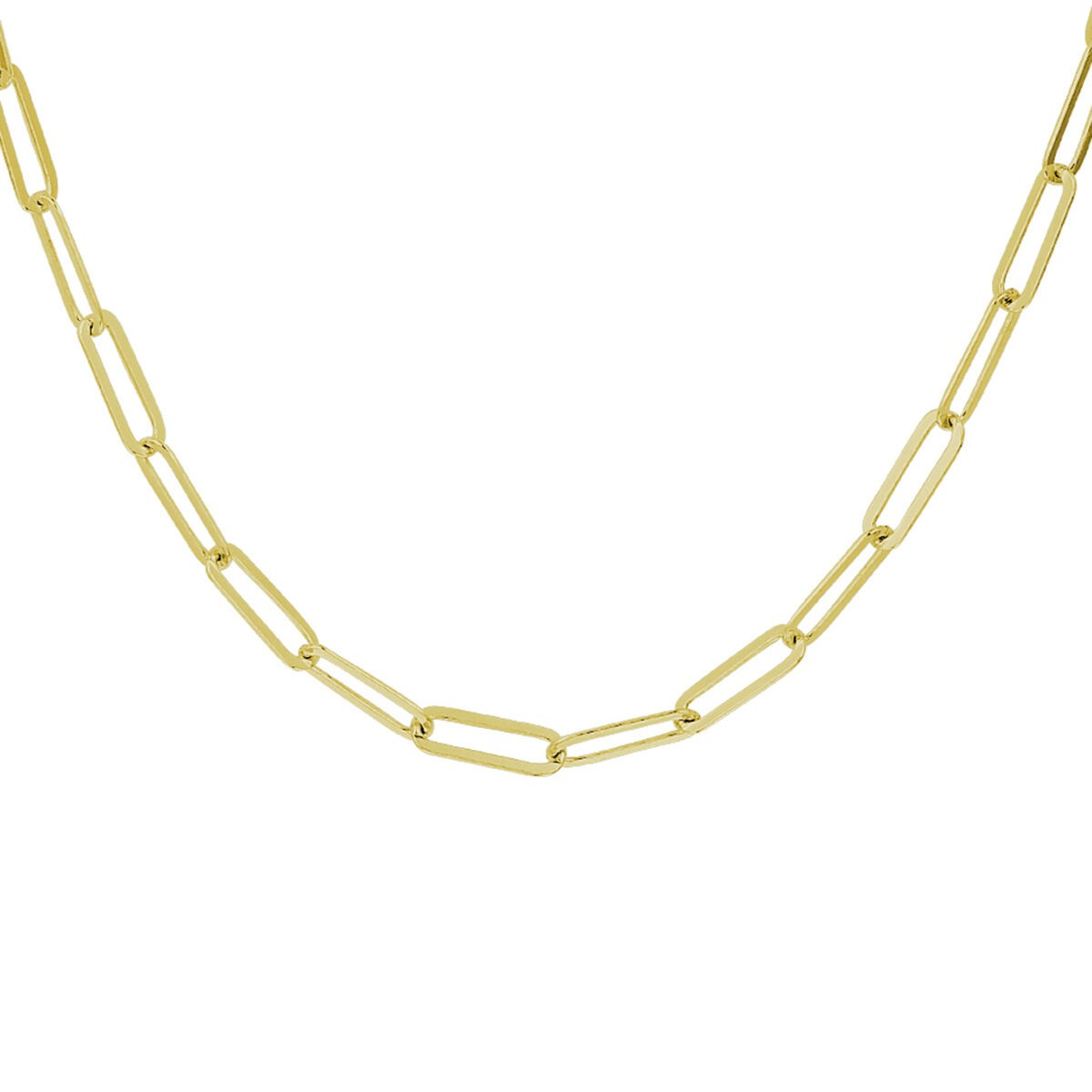 Verguld zilveren paperclip collier in geelgoud op 925 zilver met een lengte van 41–45 cm.