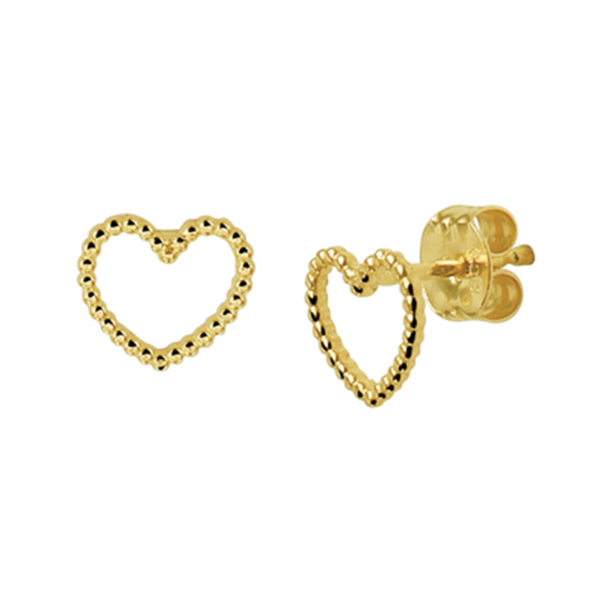 ear studs heart 14K yellow gold