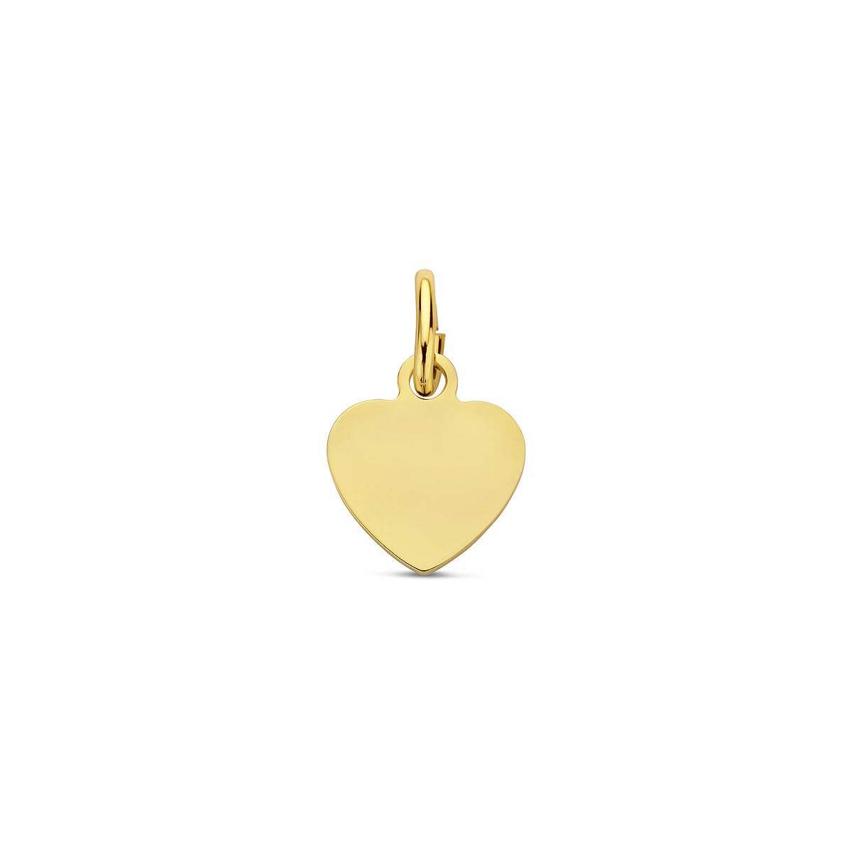 Geelgouden graveerhanger in de vorm van een hartje van 7,5 mm.