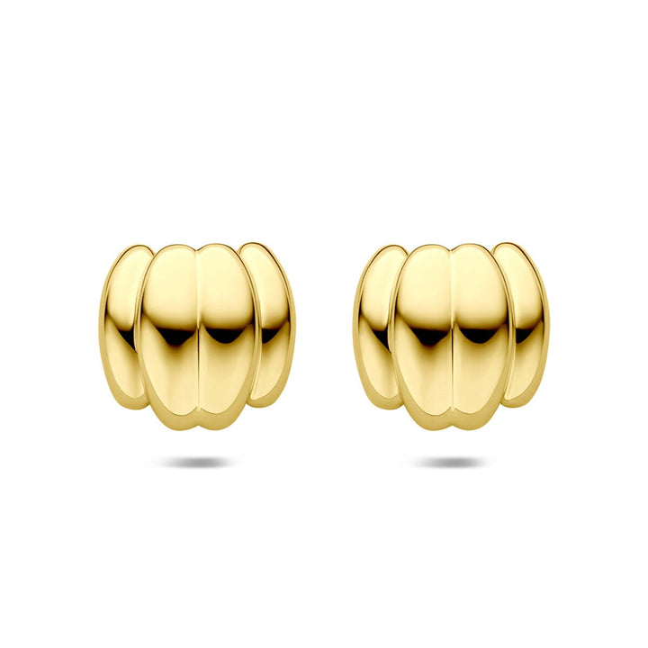 Stalen dames oorknoppen geel – met ion plating 23 mm