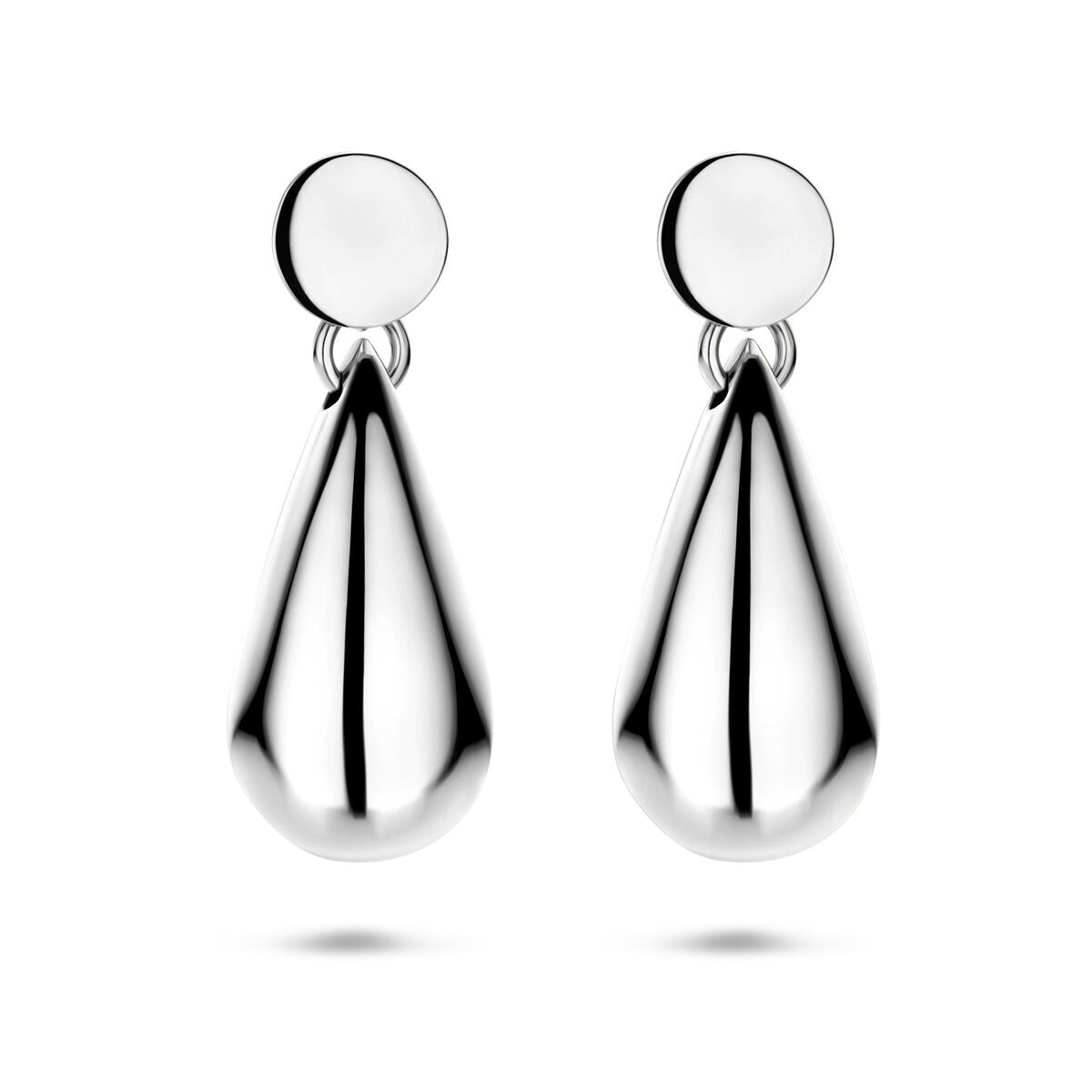 Zilveren druppelvormige oorhangers met glanzende afwerking, gerhodineerd 925.