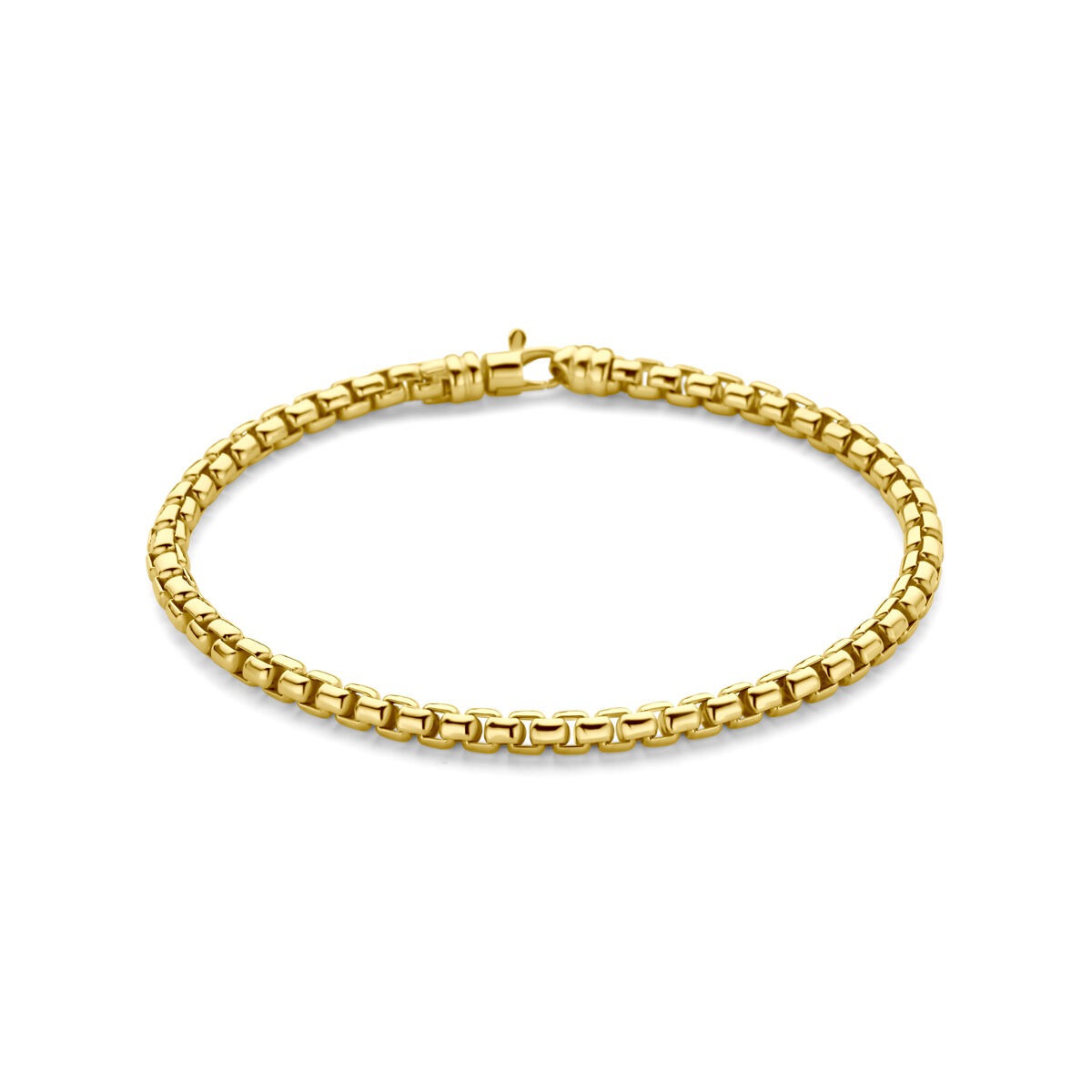 Geelgouden dames armband met een zilveren kern, 4,3 mm breed, met een schakelontwerp.