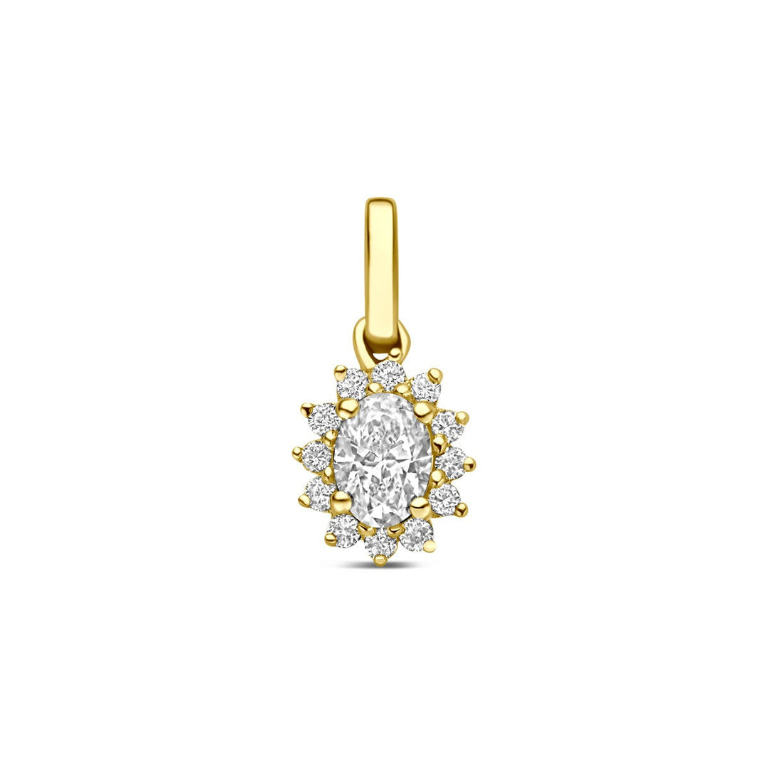 14k Geelgouden hanger met lab grown diamant 0,21 ct