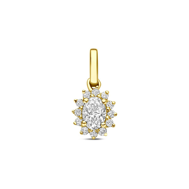 14k Geelgouden hanger met lab grown diamant 0,21 ct