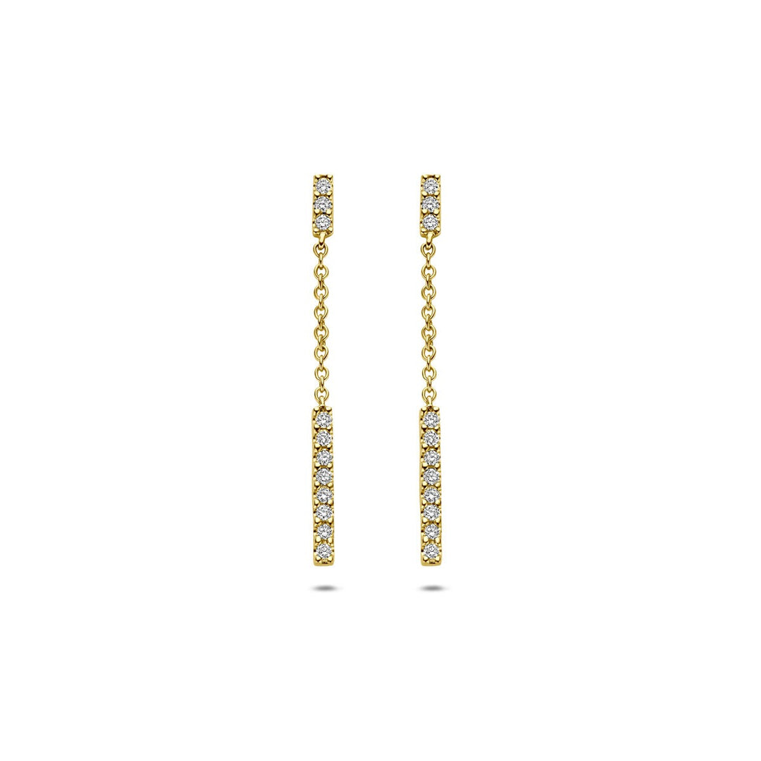 14k Geelgouden oorhangers met diamant