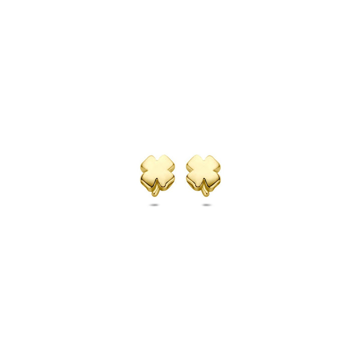 14k Geelgouden klaver oorknoppen
