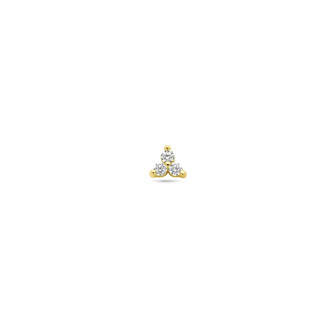 9k Geelgouden flat back piercing met zirkonia