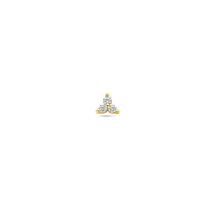 9k Geelgouden flat back piercing met zirkonia