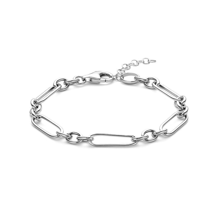 Gerhodineerd zilveren anker schakelarmband dames