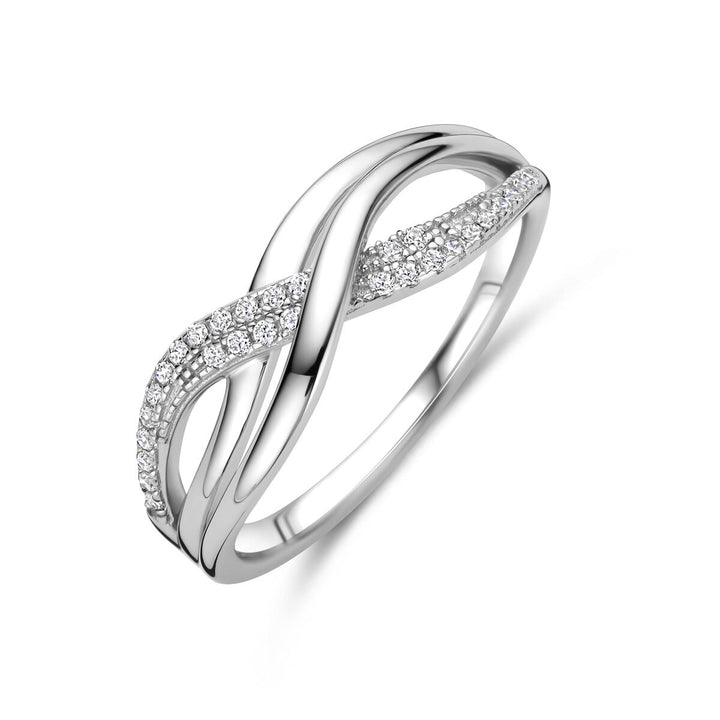 Gerhodineerd zilveren dames ring met zirkonia – 7 mm breed