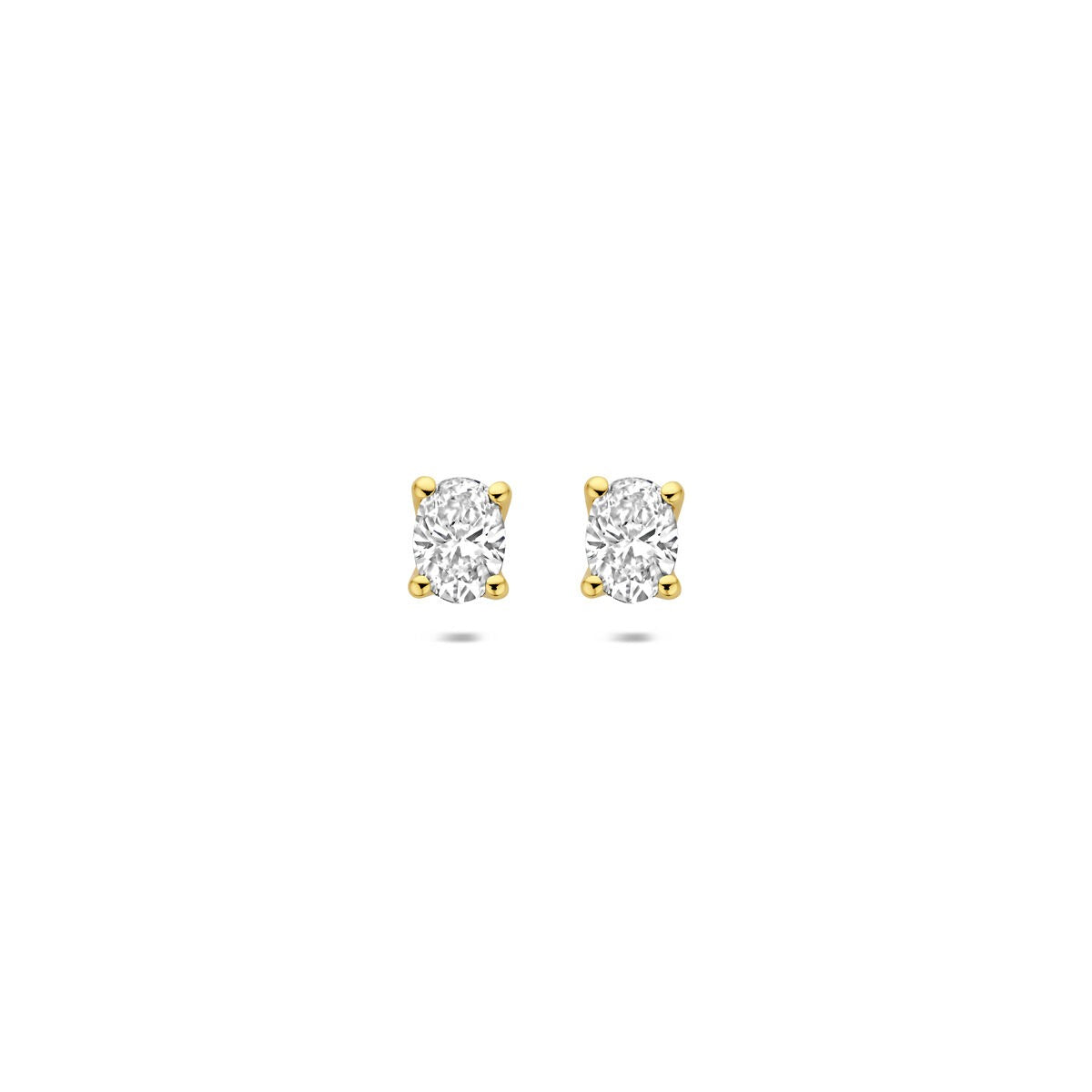 Geelgouden oorknoppen met lab grown diamant, ovaal geslepen, 0.60 ct.