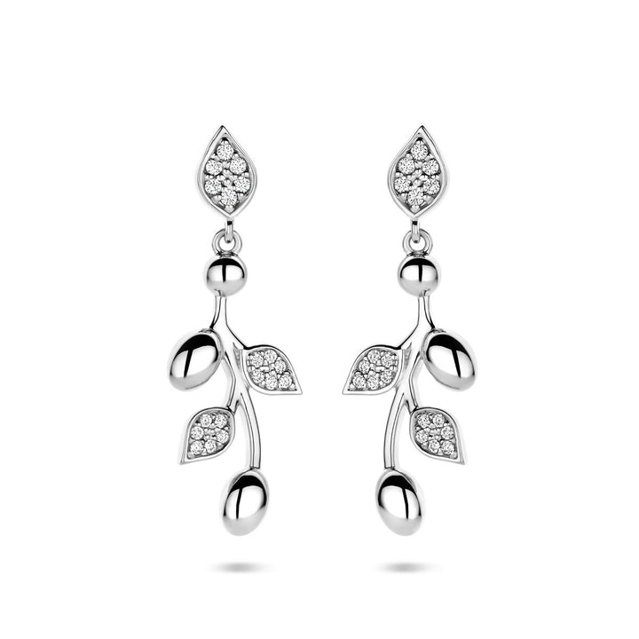Zilveren oorhangers met zirkonia – gerhodineerd 925 zilver, 30 mm