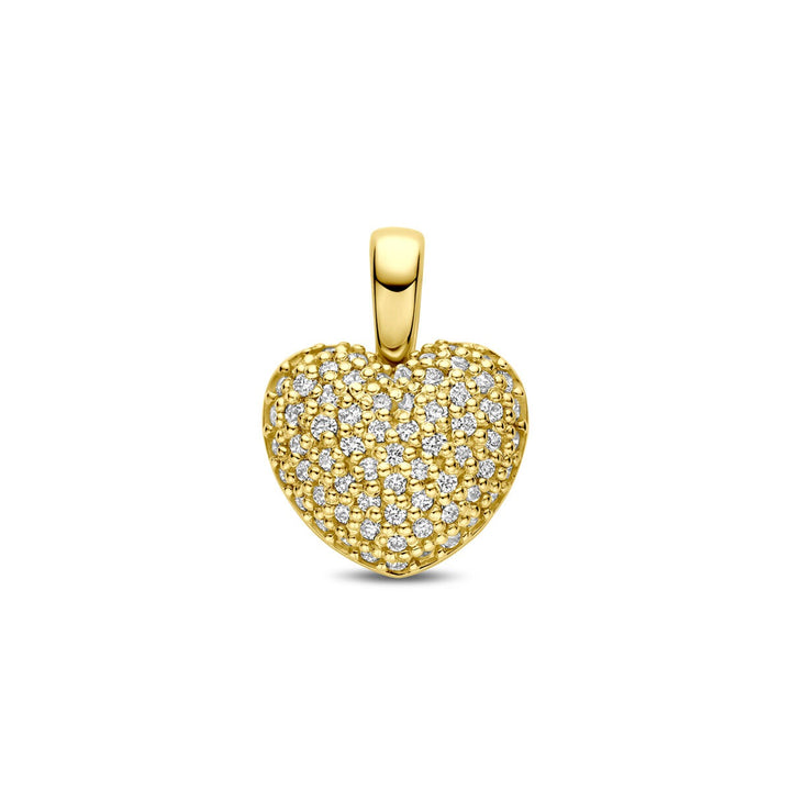 14k Geelgouden hart hanger met lab grown diamant