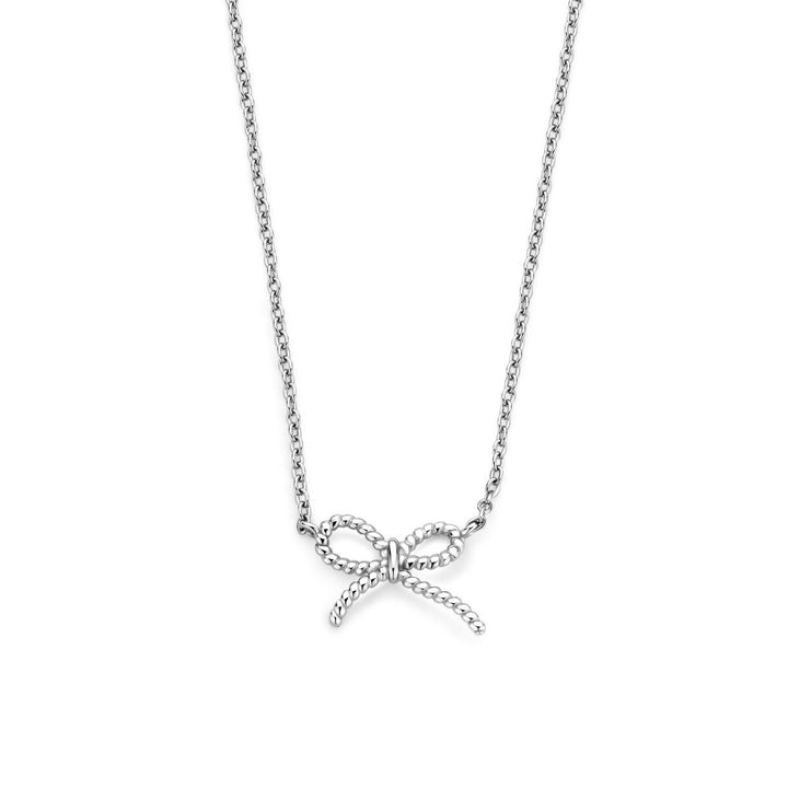 Gerhodineerd 925 Zilveren Collier met Strik – 40cm (Uitbreidbaar tot 44cm) Anker Schakel voor Dames
