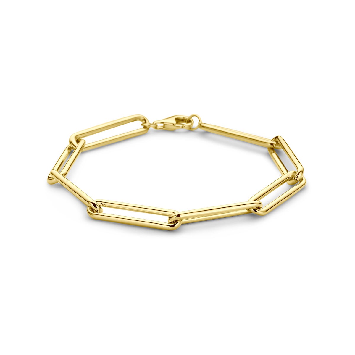Geelgouden anker armband met schakels van 5,8 mm en een sluiting.