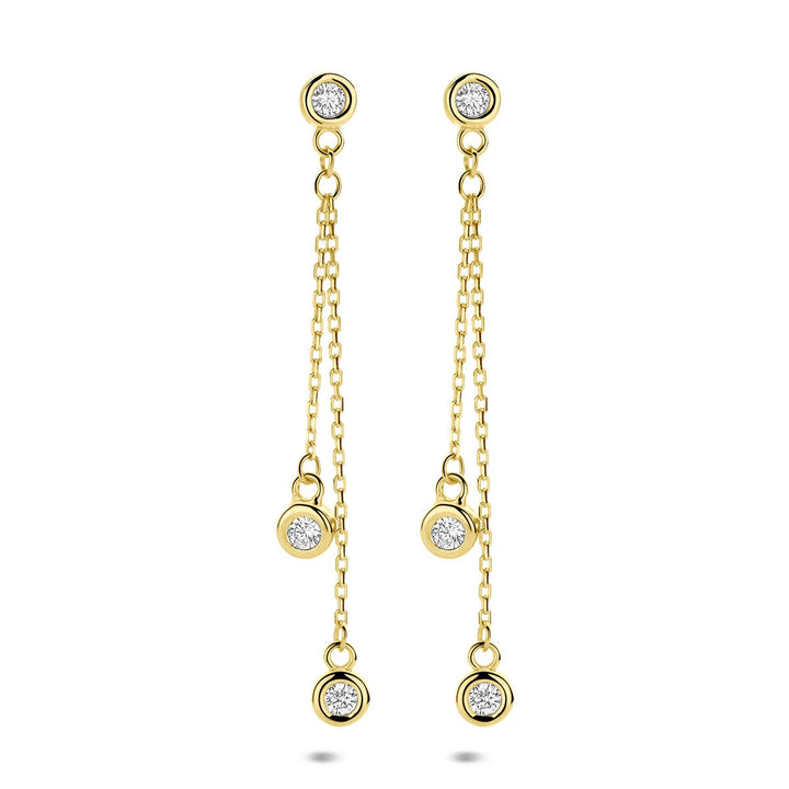 14k geelgouden oorhangers met zirkonia