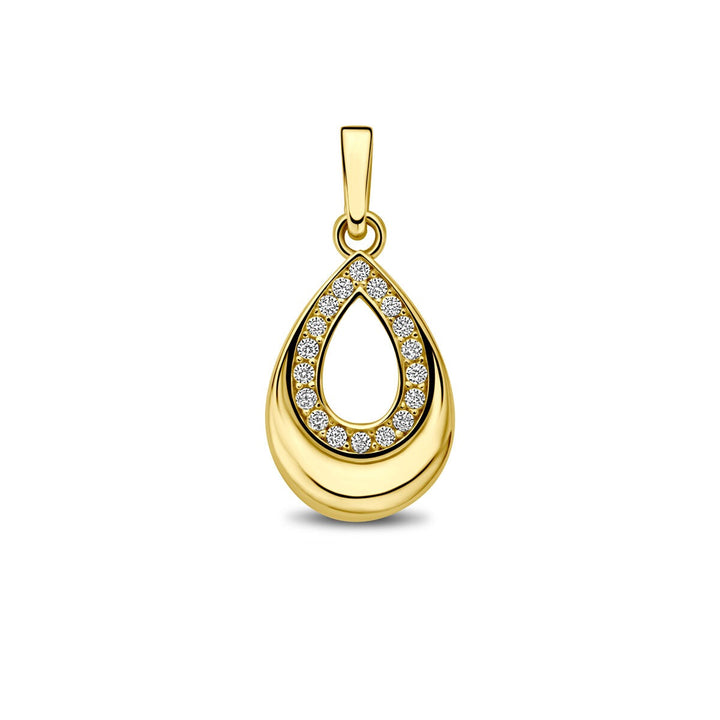 9k Geelgouden hanger druppel met zirkonia