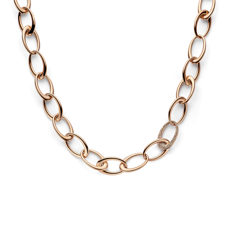 18k rosegouden collier met champagnekleurige diamanten