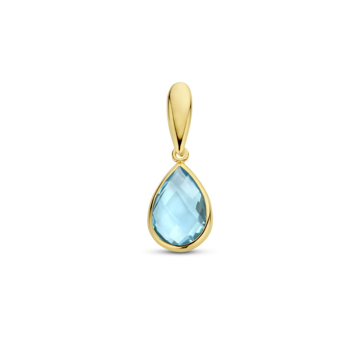 9k Geelgouden Hanger met Blauwe Topaas