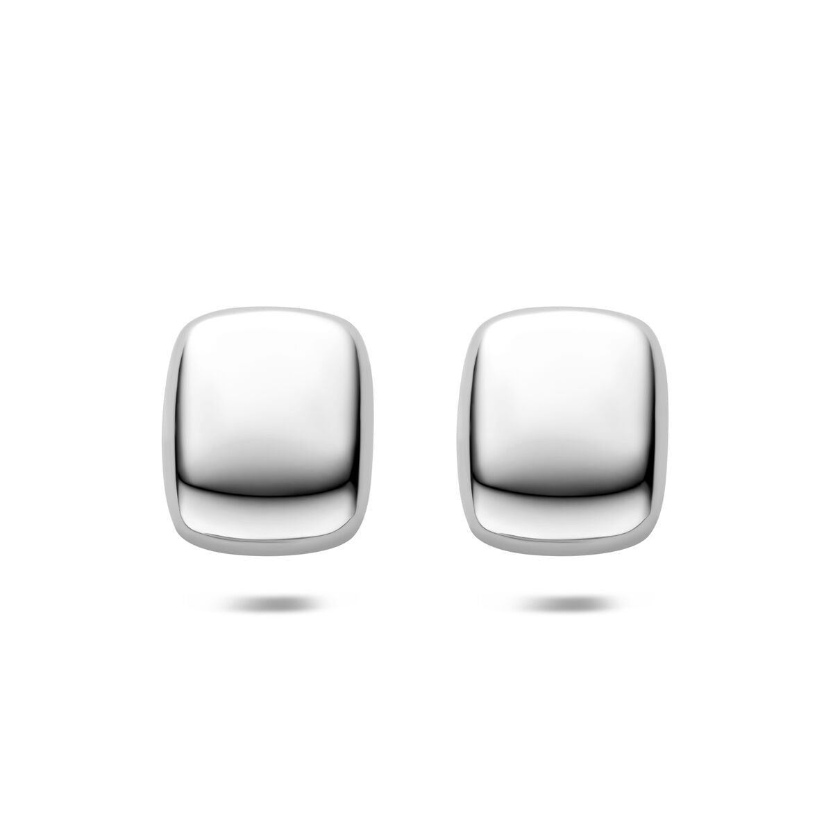 Zilverkleurige stalen oorknoppen met een vierkante, gladde afwerking van 23x19mm.