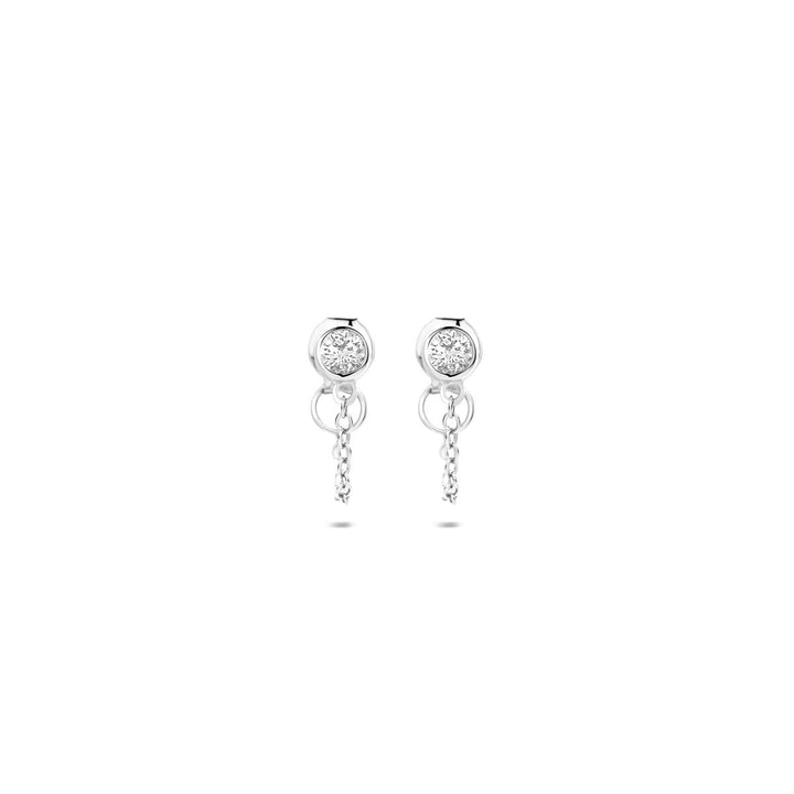 Zilveren oorhangers met zirkonia – gerhodineerd 925 zilver