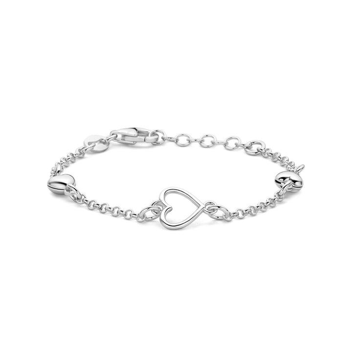 Gerhodineerd 925 zilveren kinder armband met hartjes
