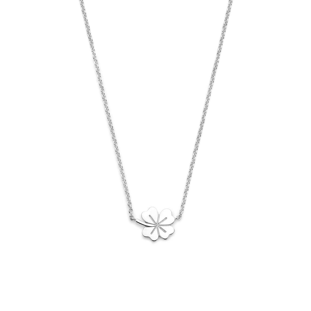 Gerhodineerd 925 Zilveren Collier met Klavertje